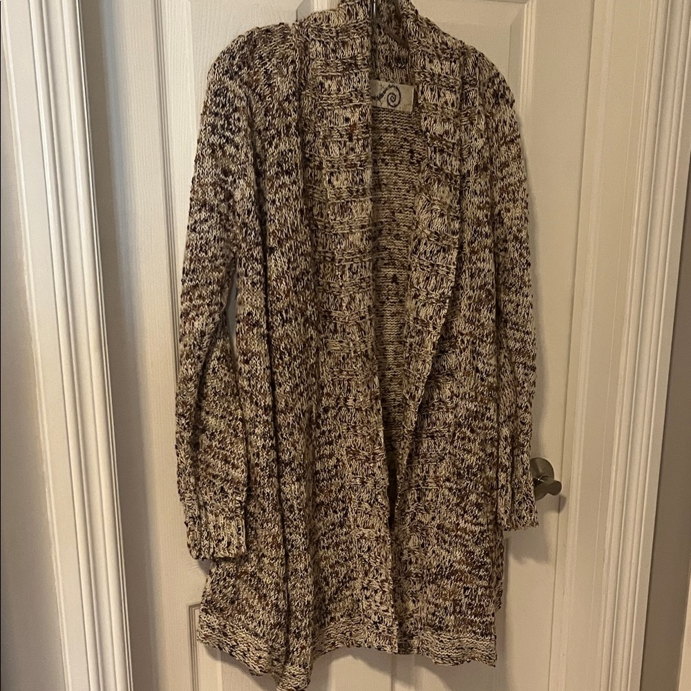 Rosie Neumann Elegant Marled Open-Front Cardigan. Size large.